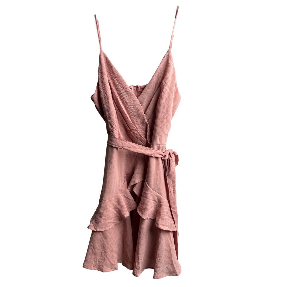 Trixxi Pink Ruffle Wrap Mini Dress Sleeveless V-Neck M Ballerina Core‎ Coquette